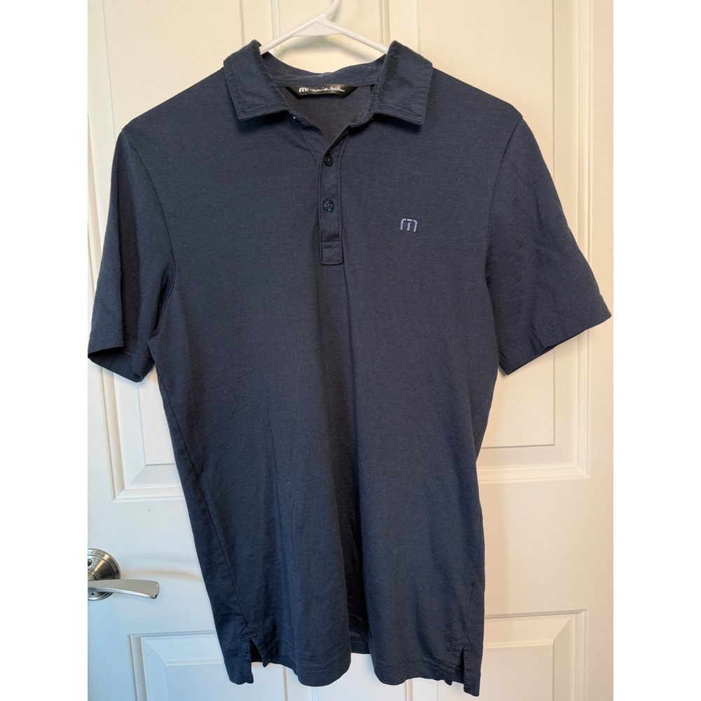 TravisMathew Mens Navy Blue Short Sleeve Golf Polo Shirt Size Small